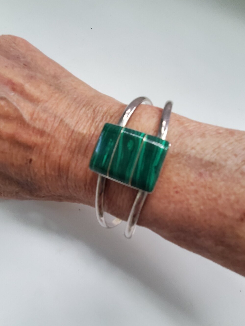 Malachite and Sterling Cuff Bracelet